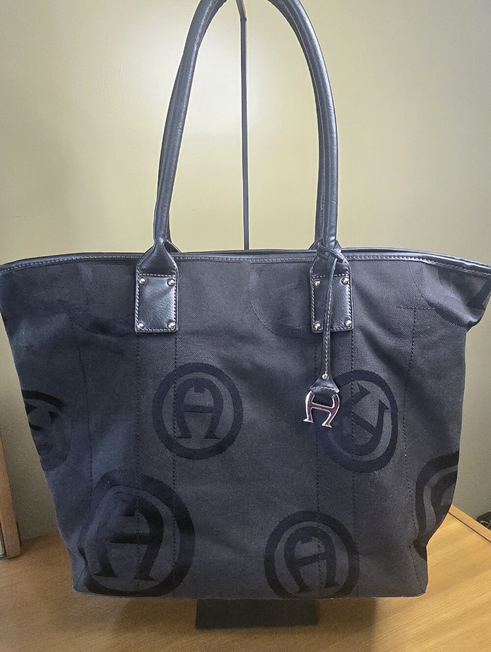 Etienne Aigner Signature Logo Tote Laptop Briefcase Office Shoulder Bag Canvas